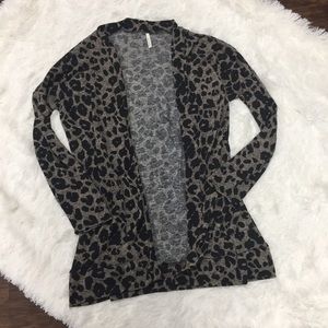 Leopard Print Knit Cardigan Runs Large